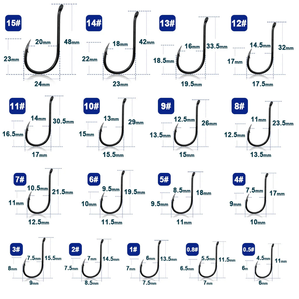 9KM Chinu Hooks 50~100Pcs Single Fishing Circle Hook Black High Carbon Steel for Saltwater Freshwater Porgy Bream Grouper
