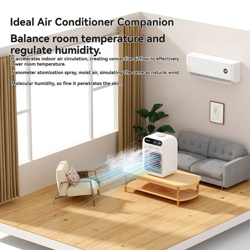 Wireless Air Conditioner Mini Portable Air Cooler Fan 500ml Ice Water Spray Humidifier For Home Air Conditioning Mist Fan USB