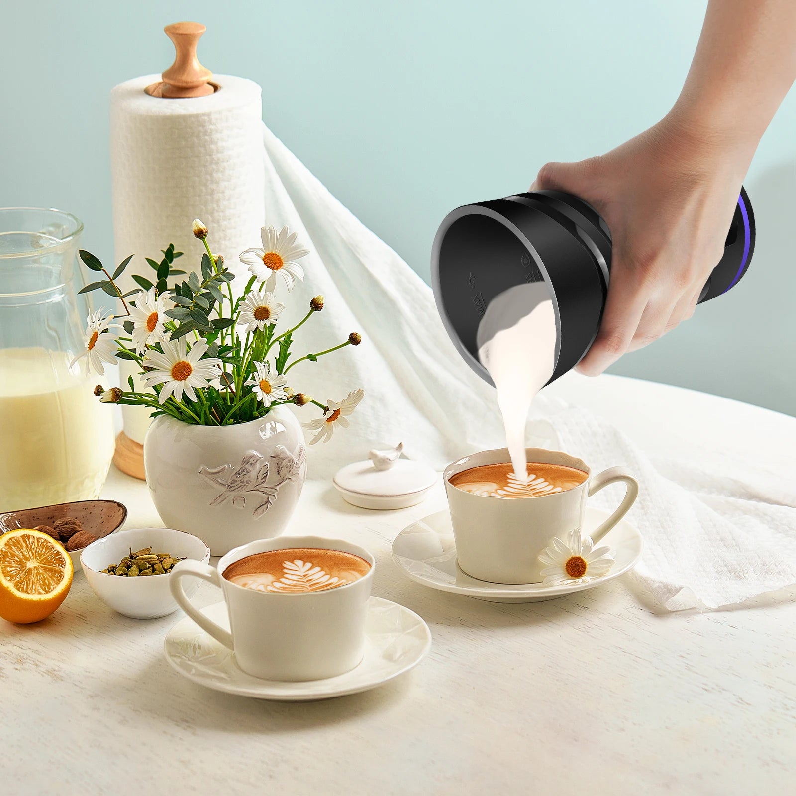 Milk Frother Electric 4 in 1 - Automatic Milk Frothers 600ml Large Capacity Milk Steamer Silent Operation Milk Heater and Warmer