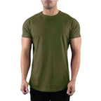 Men Summer Fitness Plain Gym T-shirt Clothing O-Neck Short Sleeve T shirt Cotton Slim Fit Tshirt Bodybuilding Workout Tees Tops