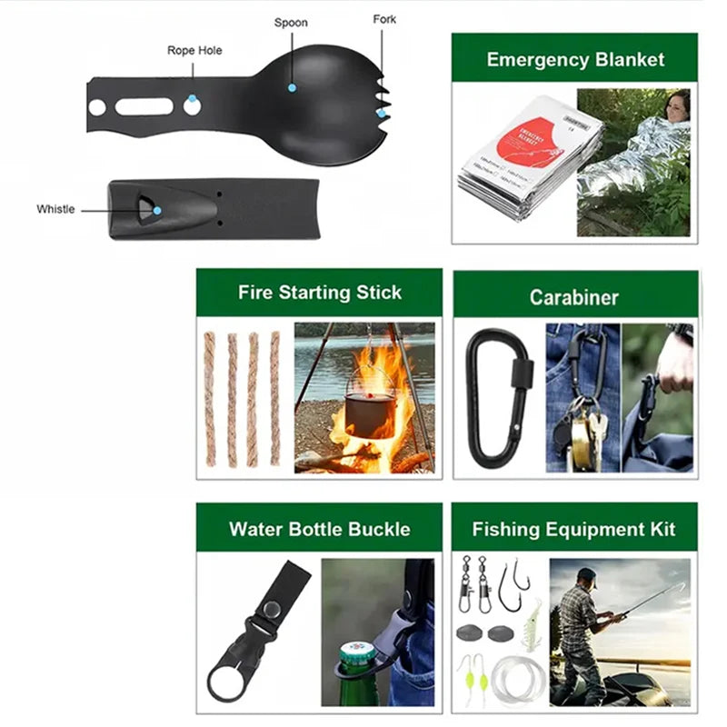 Outdoor First Aid Kits Multi-functional Survival Gear Emergency Supplies Kit Trauma Bags Camping Hiking Hunting Adventures Bag