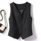 Spring Summer Korean Fashion Vest 2025 New Women Short Fashion V-neck Sleeveless Casual Blazer Waistcoat Coats Female Tops