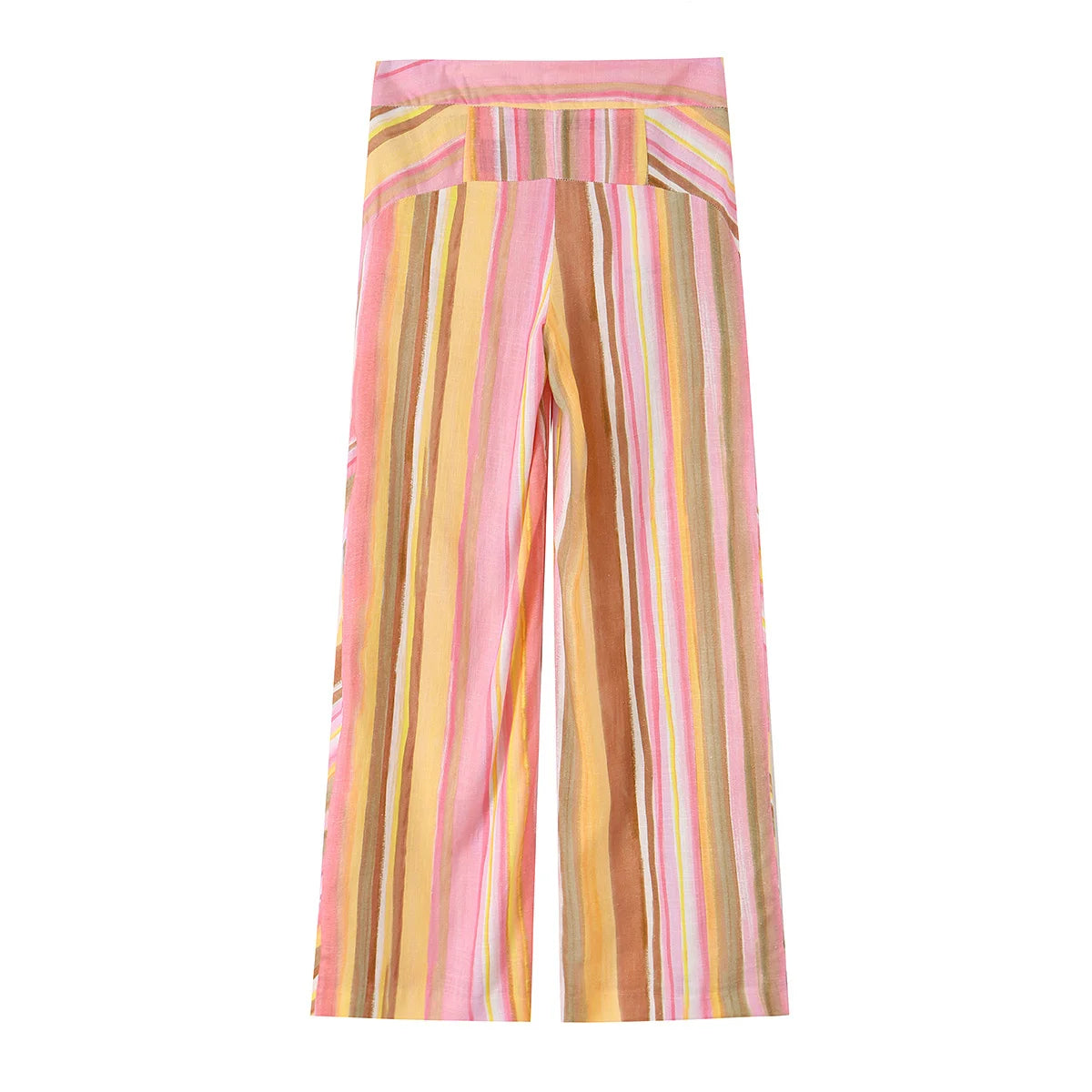 TFMLN New Women Pant Sweet Striped Straight Colorful Multicolor Wide Leg Long Pants Casual Fashion Streetwear Ladies Outfit