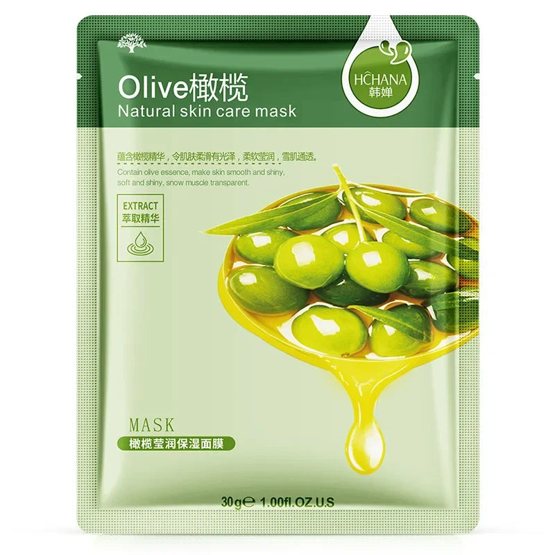 20pcs Natural Plant Facial Mask Moisturizing Oil Control Anti-Aging Fruit Aloe Korean Sheet Face Mask Beauty Skin Care Prodcuts
