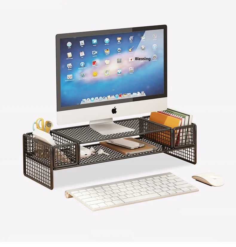 Height Adjustable Computer Stand Desk Monitor Laptop Cooling Rack Suspended Bracket Office Storage Solution