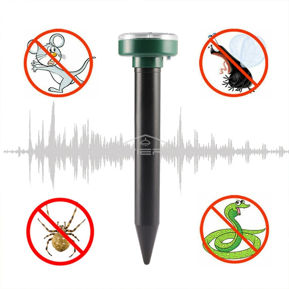 4/8X Solar Repeller Powered Ultrasonic Sonic Mouse Mole Pest Rodent Repellent Vibration Wave Yard Outdoor Garden Lawn Farm Field