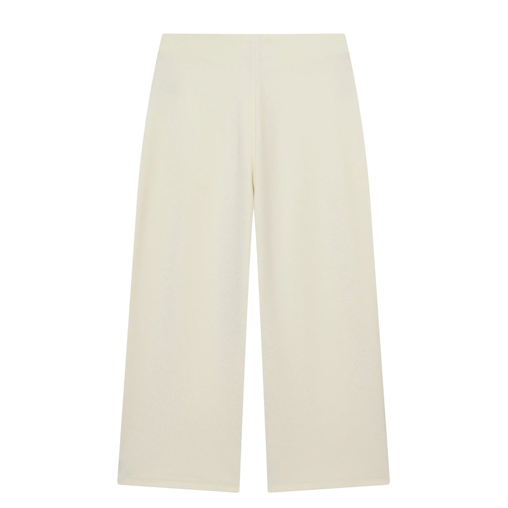 HH Women Elegant Beige Matching Set O Neck T-Shirt Solid Puff Sleeve Top Casual Lady Wide Leg Trousers High Street Chic Outfit
