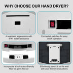 AIKE Bathroom Hands Dryer Wall Mounted Automatic High Speed Hands Dryer Commercial Smart Sensor Hands Drying Machine AK2630S
