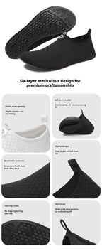 Black Water Shoes Unisex Quick Dry Non-Slip Aqua Shoes Breathable Beach Swimming Diving Wading Sneakers for Men Women Outdoor Sp