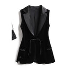 Black Velvet Vest Jacket For Women Sleeveless Blazer Fashion 2026 Spring And AutumnSuit Tank Top  Retro Waistcoat Z2338