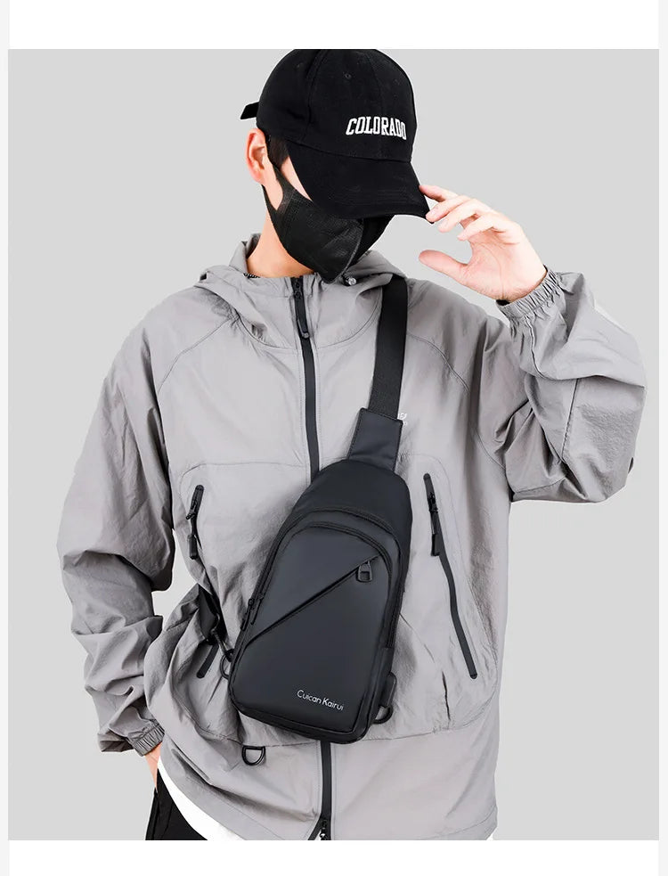 Men's Fashionable Casual Chest Bag Outdoor Cycling Waterproof Durable Sports Backpack Trendy Versatile Portable Crossbody Bag