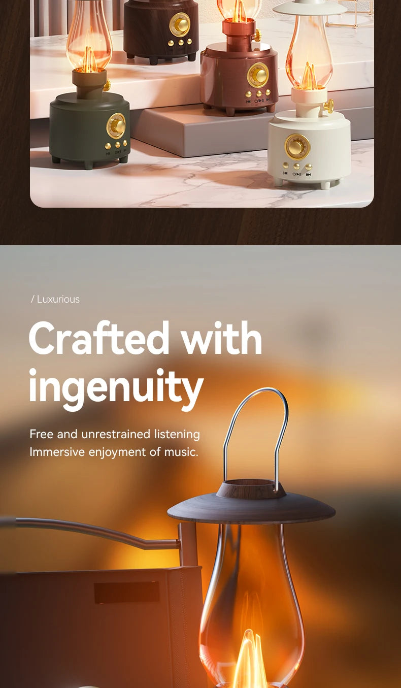 Retro Lamp Style Wireless Bluetooth Speaker with Portable FM Radio and USB Port Bluetooth 5.3 Suitable for Camping Home Decor