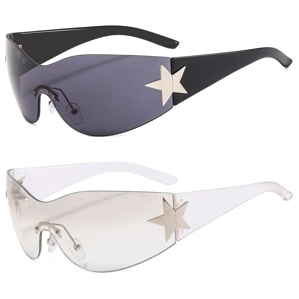 New Y2K Rimless Punk Sunglasses Goggle Women Men Luxury Brand Wrap Around Sun Glasses Five Star Eyewear Sports One Piece Shades Main image