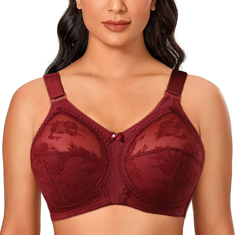 Large Size Sexy Bra for Women Ladies Underwear Translucent Lace Chiffon Wireless Minimizer Lingerie Brassiere Bralette Tops