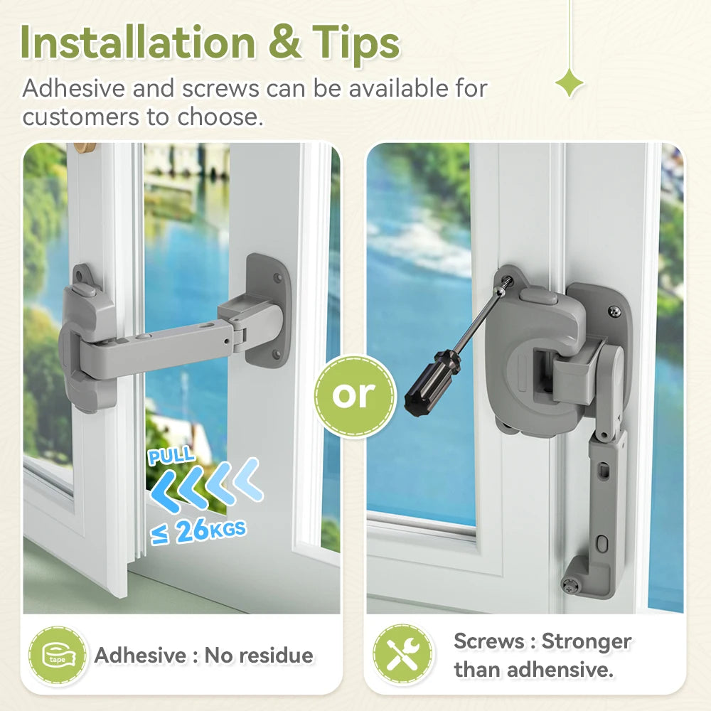 Updated Baby Window Safety Lock, Childproof Window Restrictor for UPVC, Adjustable Winodw Guard for Wooden, Metal Frames Secondary image