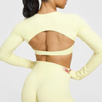NCLAGEN Yoga Top With Built-in Bra Long-sleeve Women's Gym Clothes Backless Workout Tee High Elastic Breathable Fitness Shirt