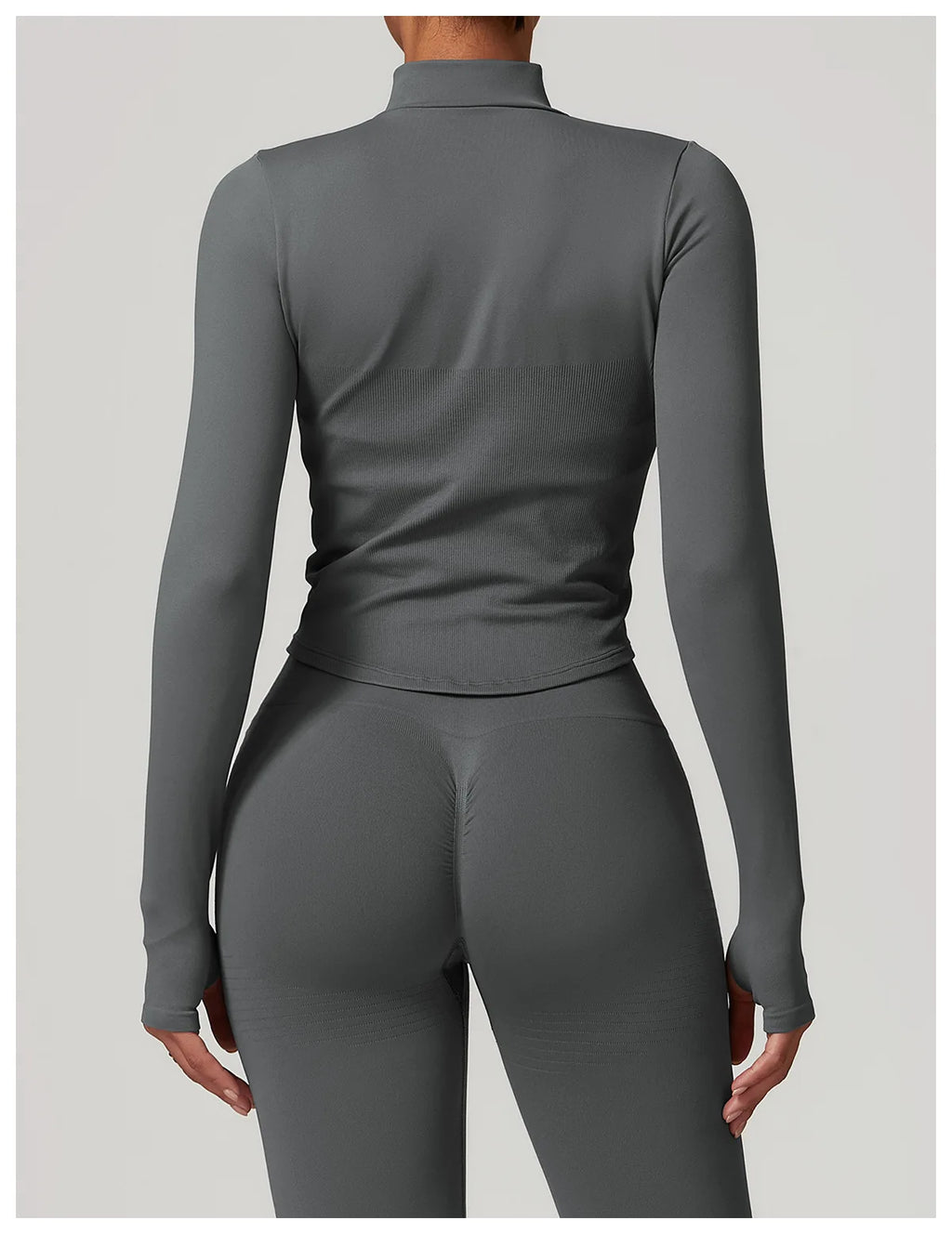 Women's Zipper Crop Sports Jacket Long Sleeve Yoga T-Shirt Solid Quick Dry Fitness Top Gym Running Workout Sportswear
