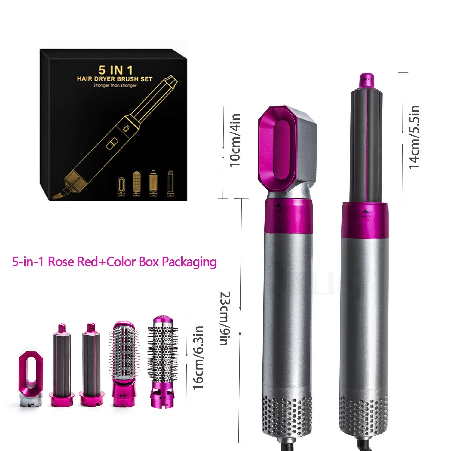 Multi Functional 5-In-1 Hair Dryer Hot Air Comb Curling Iron Dyso Air Bag Hairdresser Styling Tool Straightener Festival Gift