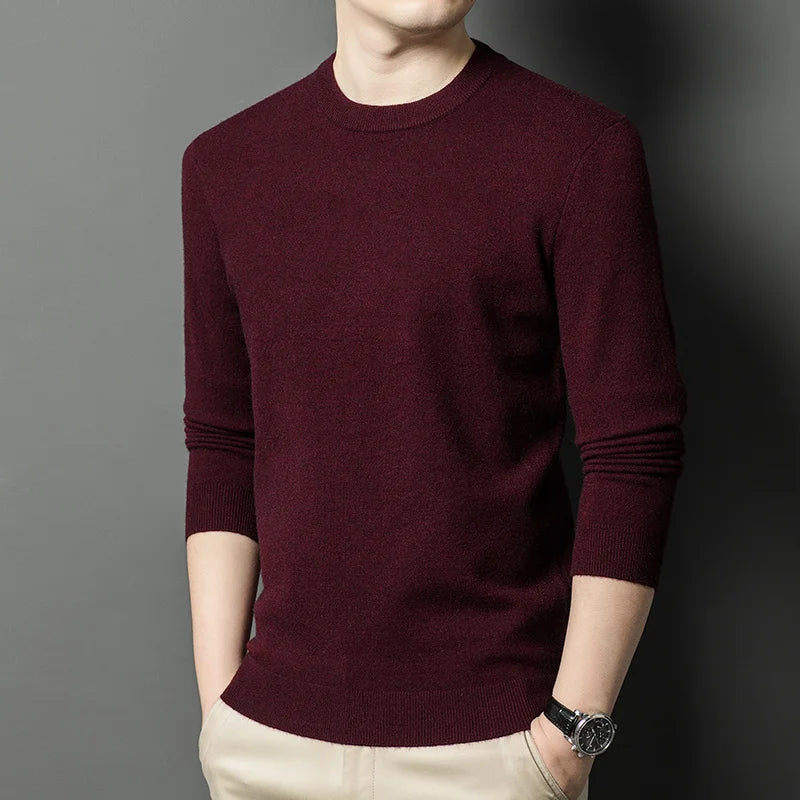 2025 New Men's Casual Sweater Round Neck Long Sleeve Knitted Sweater Diamond Pattern Fashion Versatile Top 2029