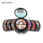 MISS ROSE 104 Color Eye Shadow Powder Puff High Gloss Lipstick Mirror Makeup Durable Easy Makeup Multi-Function Makeup Set