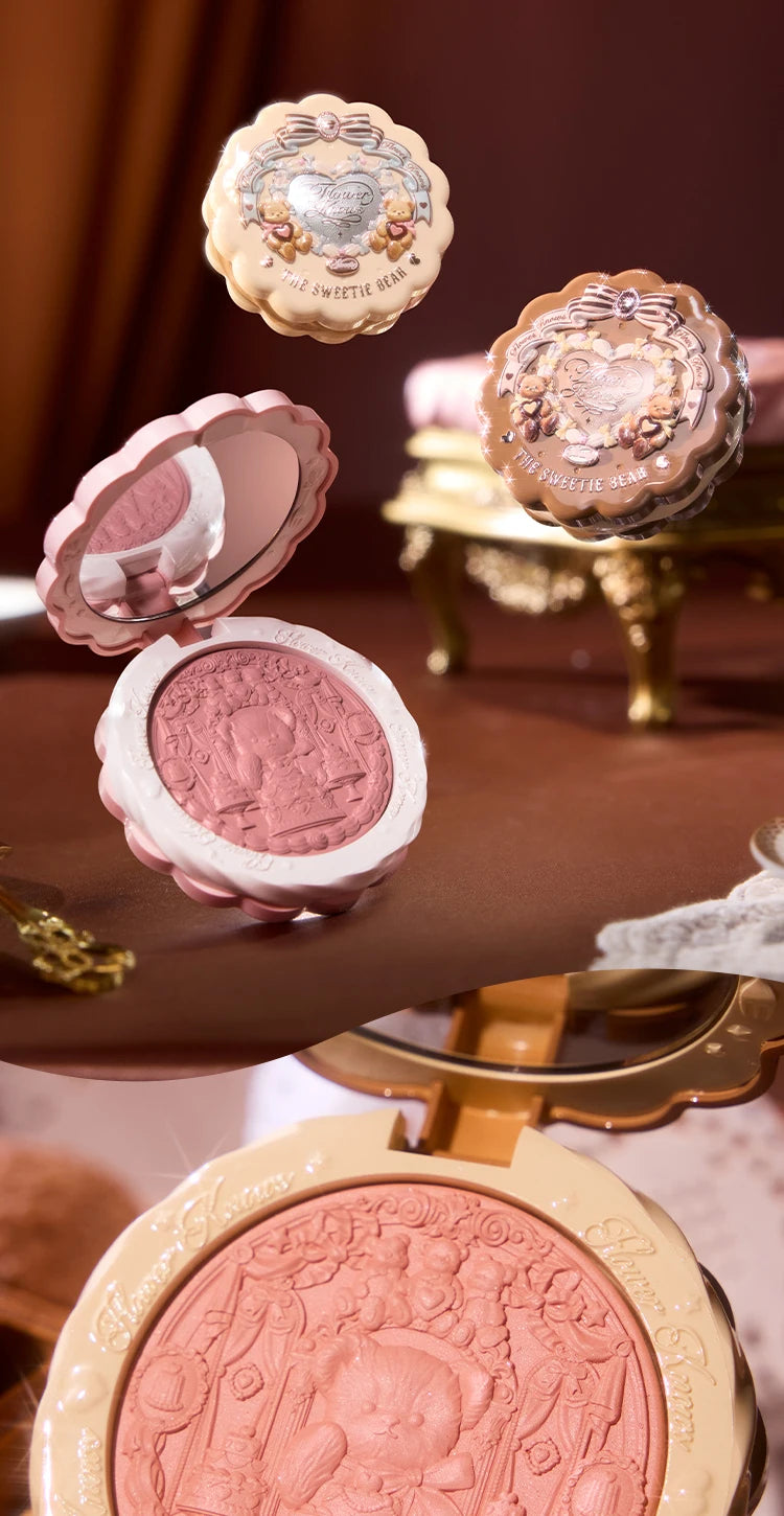 Flower Knows The Sweetie Bear Collection Satin embossed blush Lasting Matte Puffing Natural Brightening Facial Cosmetics 5g