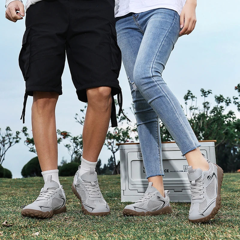 Unisex Wide Width Hiking Shoes Breathable Mesh Outdoor Trekking Sneakers Anti Slip Rubber Sole Walking Trainers Summer Autumn