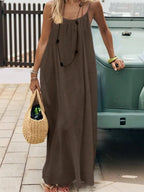 2026 Loose-Fit Spaghetti Strap Dress Women's Casual Homewear Summer Dress Solid-Color Vacation Cool Homewear