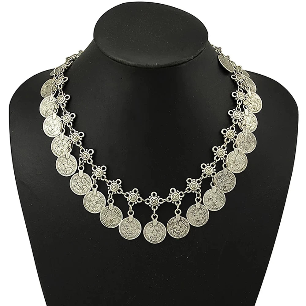 Multi-style Vintage Coin Choker Necklace for Women Boho Afghan Ethnic Gypsy Native Tribal Dress Turkish Pakistan Indian Jewelry