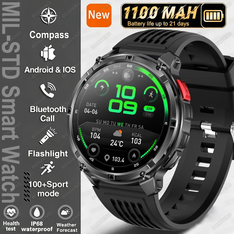 2026 New T-Rex 3 Ultra 1100mAh Smart Watch 5ATM Waterproof Outdoor Sports GPS Track Heart Rate Compass Bluetooth Call Smartwatch