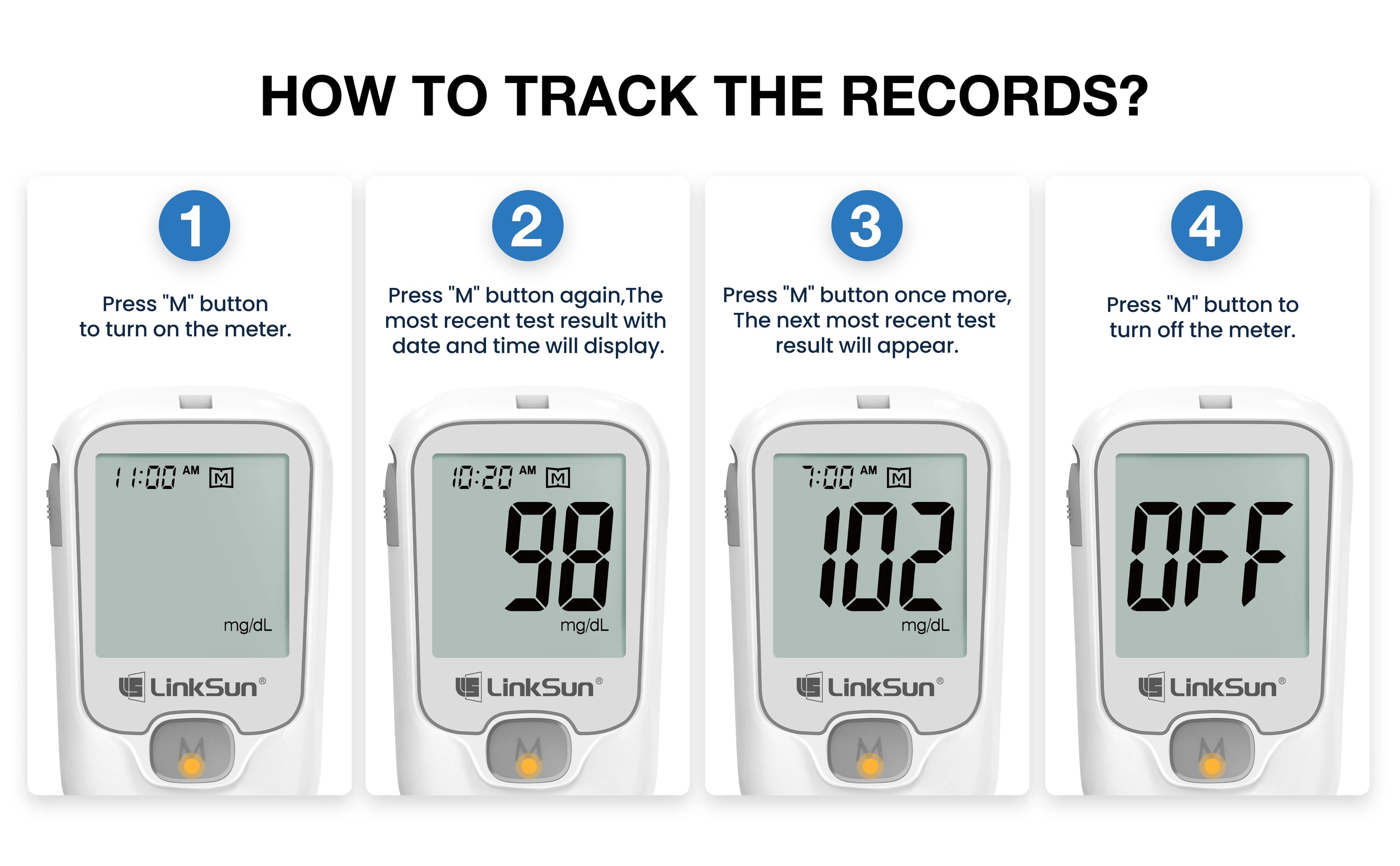 LinkSun G-425-1 Blood Glucose Meter 50/100 pcs Test Strips and Lancets Diabetes Medical  Glucosemeter Testing Blood Sugar Tester