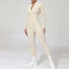 Women's Yoga Jumpsuit Hip Lift Sports Fitness Removable Padding Backless Zipper Leggings One-Piece Running Workout Gym Jumpsuit