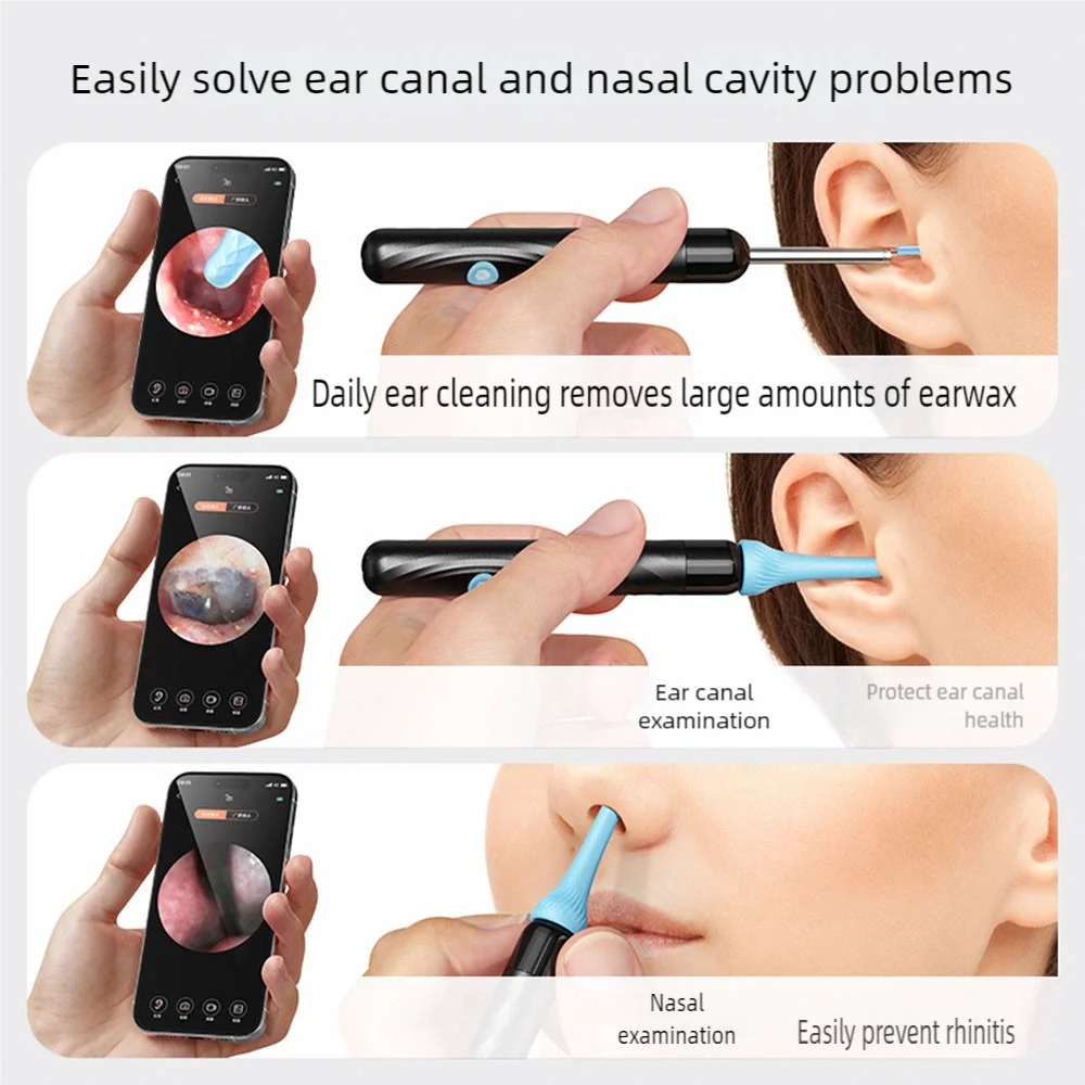 Wireless Ear Wax Removal with Camera Rechargeable Ear Cleaner 1080P Check Camera with Ear Spoon Set Canal Clean
