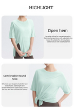 DRUR Women Thin Summer Yoga Shirts Loose Fit Breathable Workout Tops with Side Slits Lightweight Running Sport Tee Athletic Wear