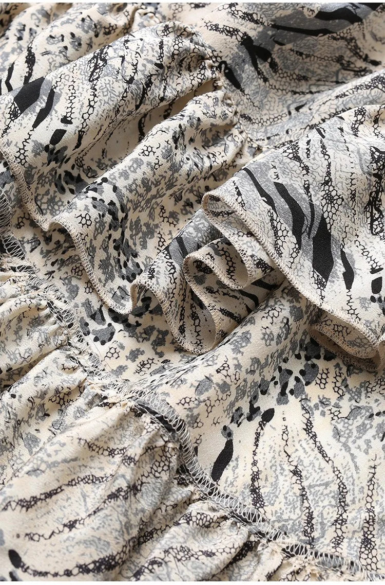 Animal Fiber Fabric~ Casual Dress for Women, Ruffled Silk Dress, Designer Niche Silk Long Dress, New Women's Fashion