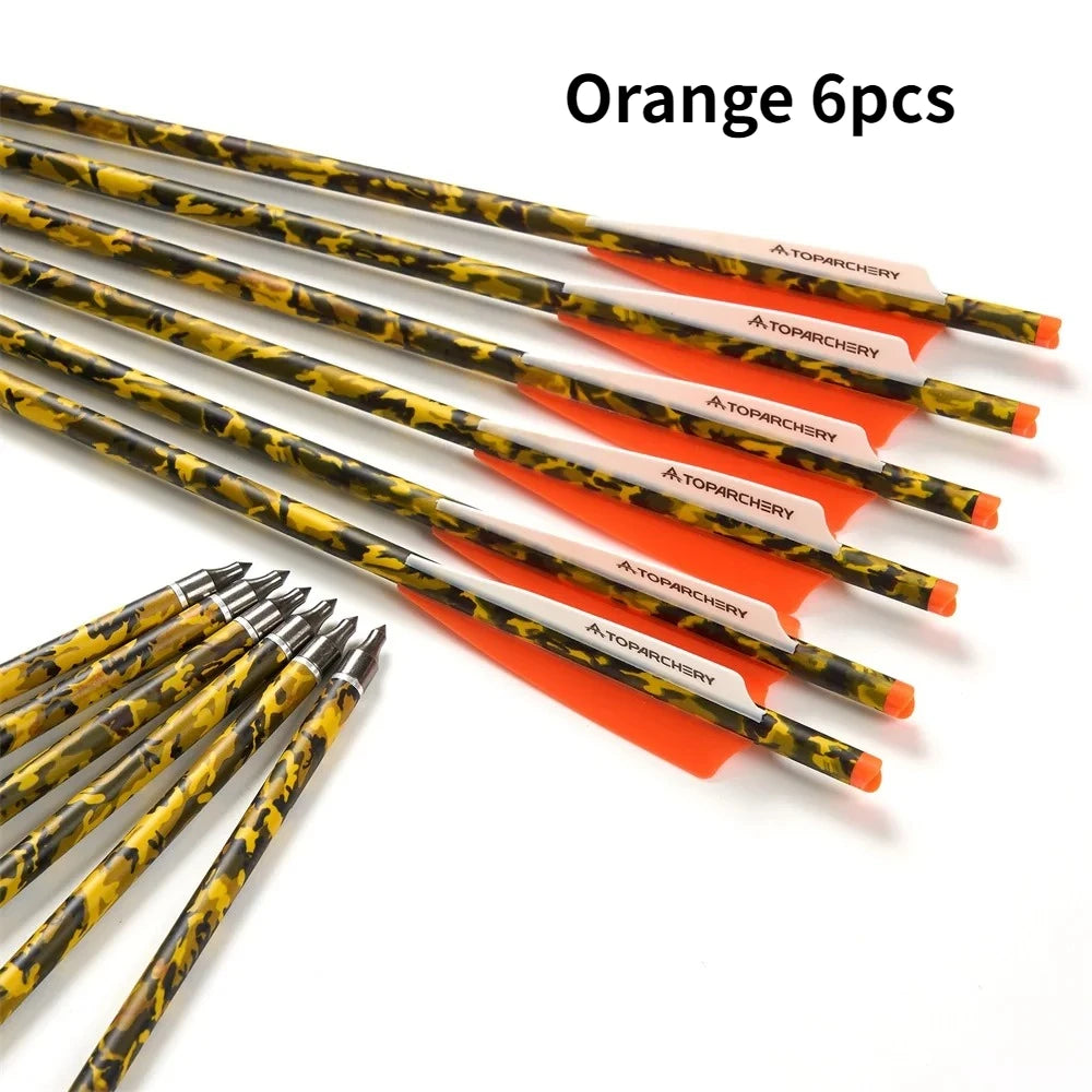 6/12/24pcs 20'' Archery Crossbow Bolt Carbon Arrow with 4-inch Feather ID7.6mm  Outdoor Hunting Sports Practice Crossbow Arrows