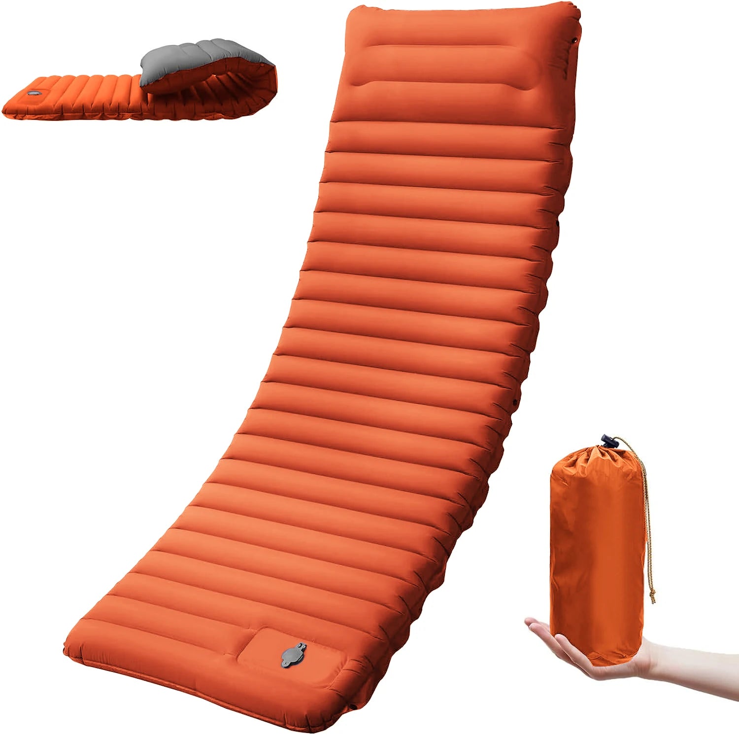 Extra Thick 4 Inch Camping Sleeping Pad Outdoor Camping Self-Inflating Mats Spliceable Hiking Fishing Sleeping Pad