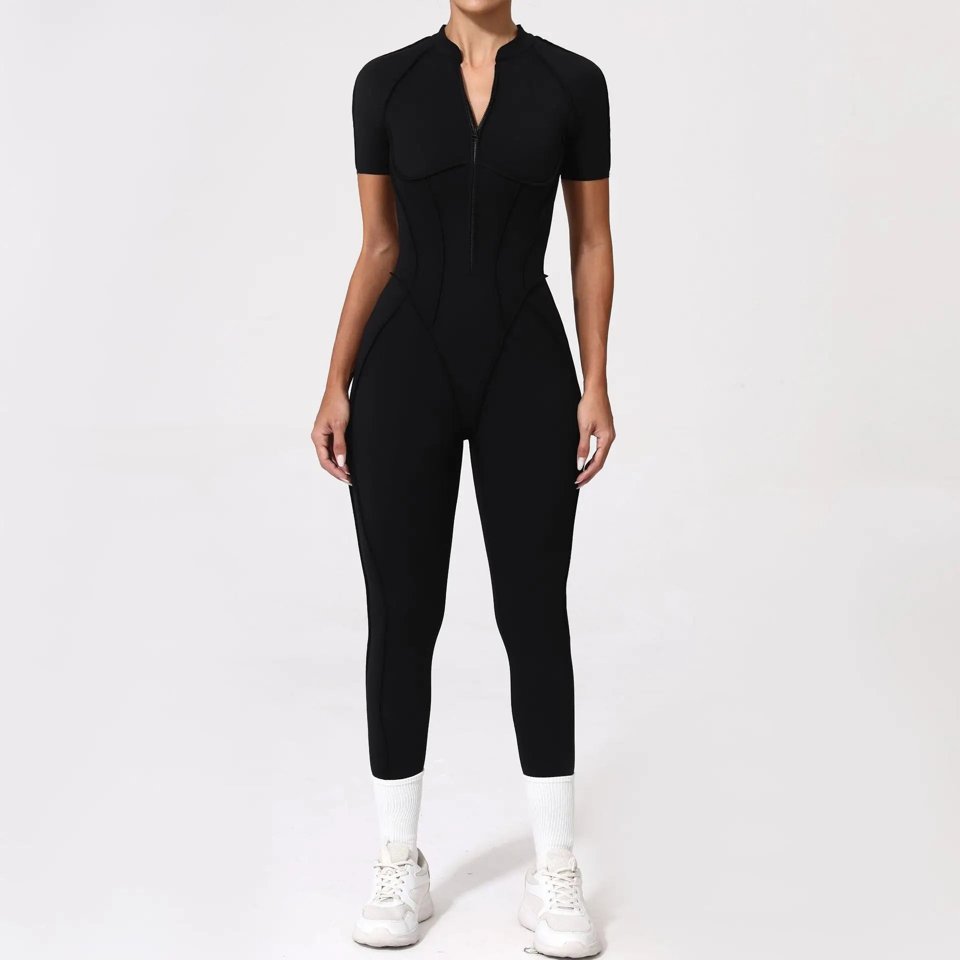 Women's Tracksuit Gym Workout Sports Clothes Outfit Zipper Jumpsuit Yoga Fitness Overalls Set Open Back Bodysuits Suit for Women