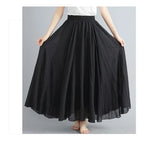new 2020 Women Linen Cotton Long Skirts Elastic Waist Pleated Maxi Skirts Beach Boho Vintage Summer Skirts Faldas Saia