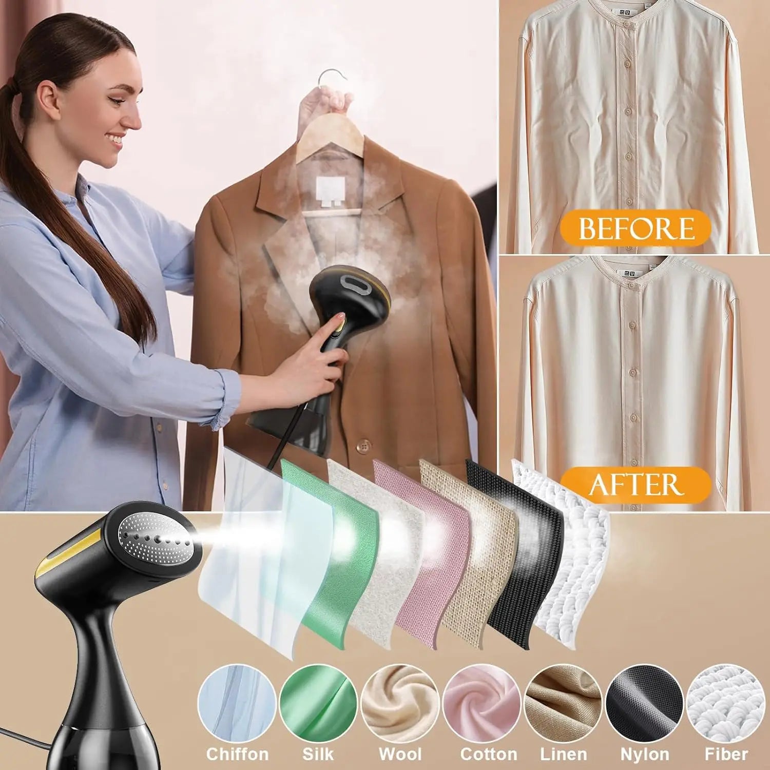 220V Handheld Garment Steamer 1300W Electric Household Fabric Steam Iron 350ml Portable Vertical Fast-Heat for Clothes Ironing Secondary image