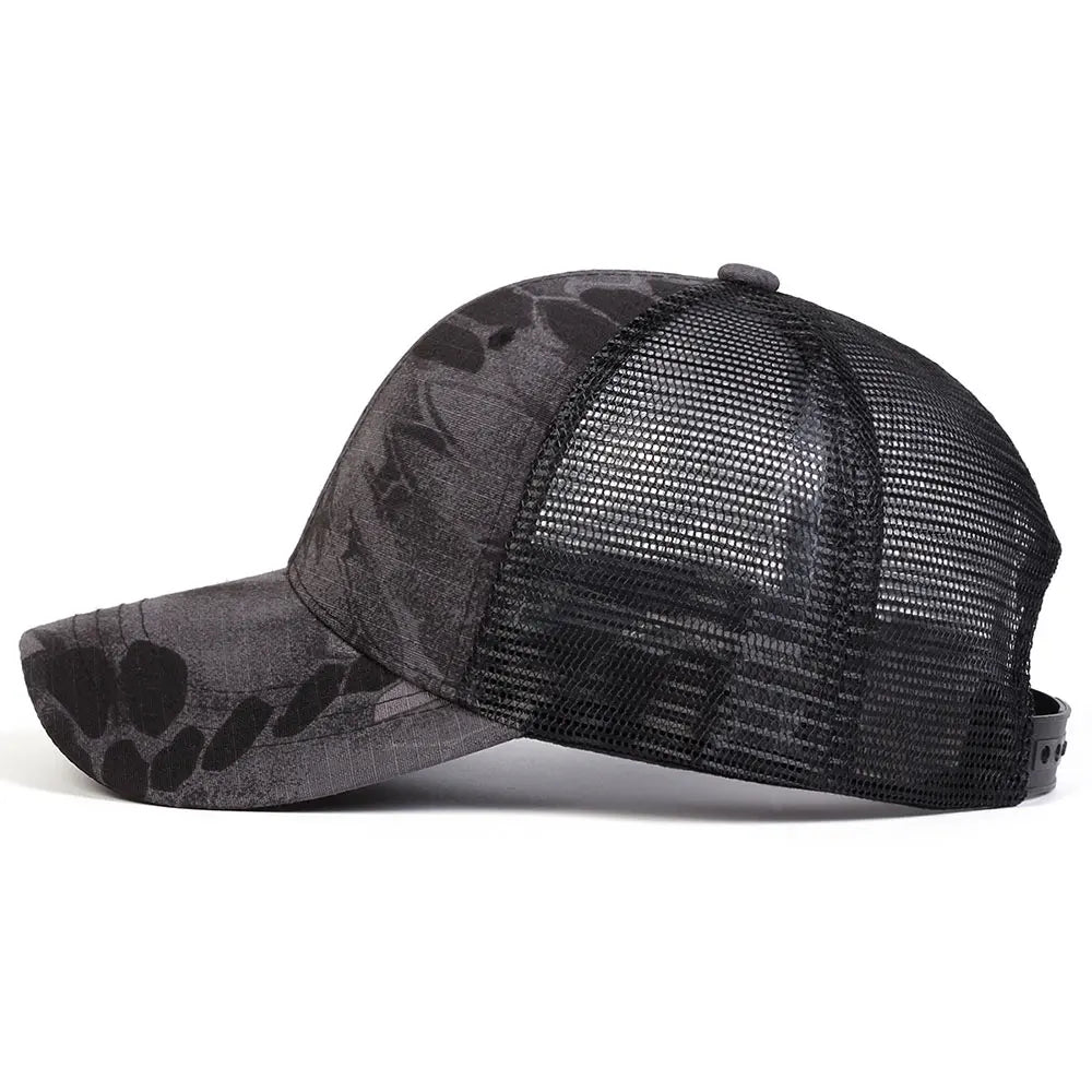 Outdoor Baseball Caps Adjustable Snapback Hat Breathable Mesh Sunscreen Hat Sports Hunting Hiking Camping Anti-UV Baseball Caps