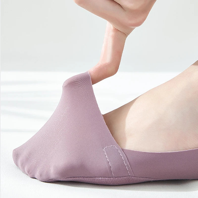 5Pairs Women Socks Breathable Invisible Silicone Non-slip Solid Color Boat Sock Comfortable High Quality No-Show Sox Ultra-thin