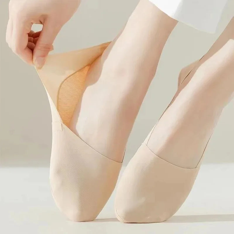 5Pairs Women Socks Breathable Invisible Silicone Non-slip Solid Color Boat Sock Comfortable High Quality No-Show Sox Ultra-thin Secondary image