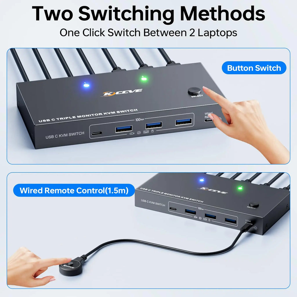 USB-C Docking Station Triple/Dual Monitor KVM Switch 4K 1080P@60Hz,USB C KVM Switch 3/2 Monitors 2 Laptops For Windows /Mac OS