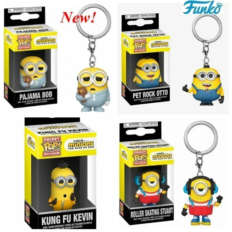 Funko Pop New Despicable Minions Me OTTO STUART KEVIN CARL Pajama Bob Agnes Pocket  Keychain Kids Toys