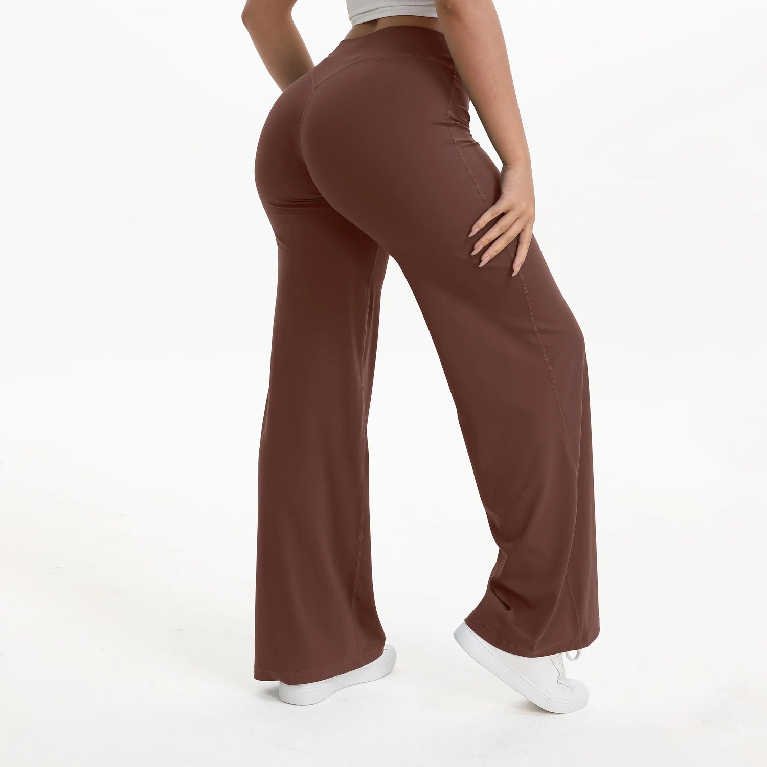 SoftMotion Straight Leg Bottoms Women's Mid-Waist Yoga Pants GYM Leggings Naked Feel Pilates Running Sports Trousers