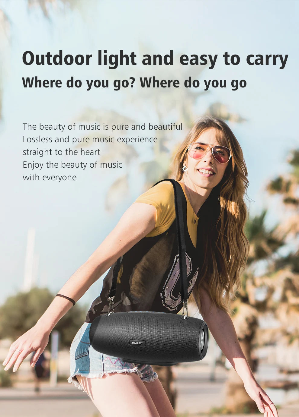 ZEALOT-S67 60W Portable Bluetooth Speaker Outdoor Party Speaker Big Loud Speaker Excellent Bass Performace Hifi speaker