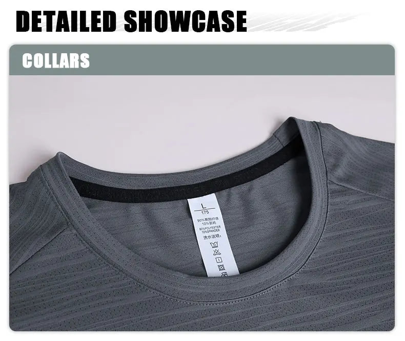 Muscle Training Compression T-shirt Man Running Dry Fit Tee Plain Color Plus Size Gym Men's T-shirts Sports Men Tops Sweatshirt