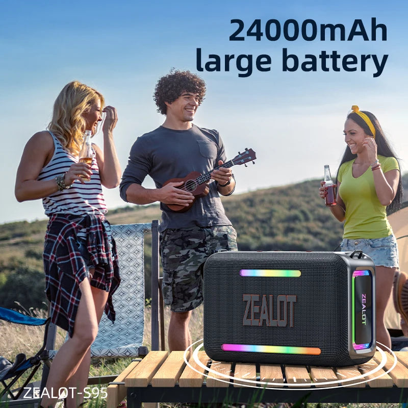 zealot-S95 Portable Bluetooth Speaker Waterproof 120W High Power RGB Colorful Light Wireless Subwoofer 360 Stereo Surround TWS