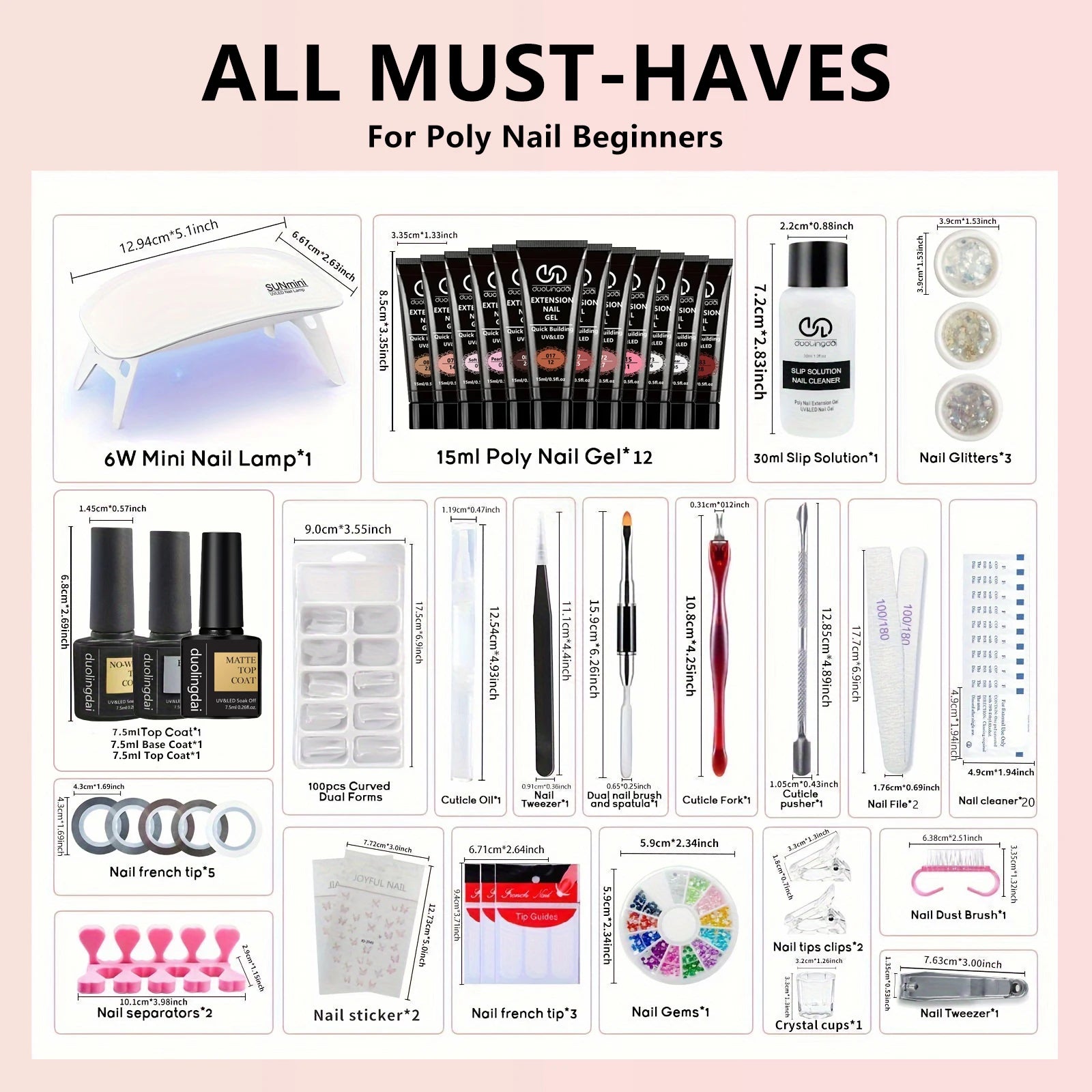 39pcs Nail Extension Gel Kit - contains all the basic nail tools, easy to use for beginners Easy salon nail construction gel Main image