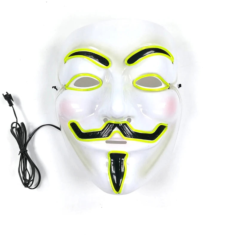 V For Vendetta Mask Cosplay Guy Fawkes Hacker Glowing Mask For Halloween Carnival  Decor Props